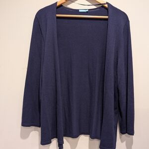 J. McLaughlin Deep Blue Open Cardigan Soybean Fiber Natural XL Cozy